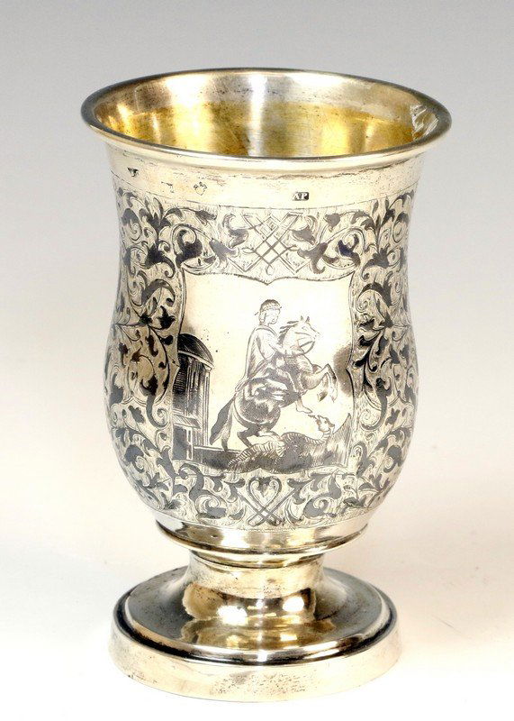 A LARGE SILVER NIELLO GOBLET. Russian, c. 1840. On (1 of 1)