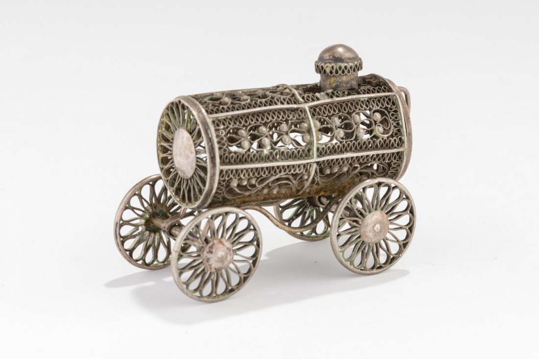 A SILVER SPICE CONTAINER. Poland, c. 1860. In the shape (1 of 1)