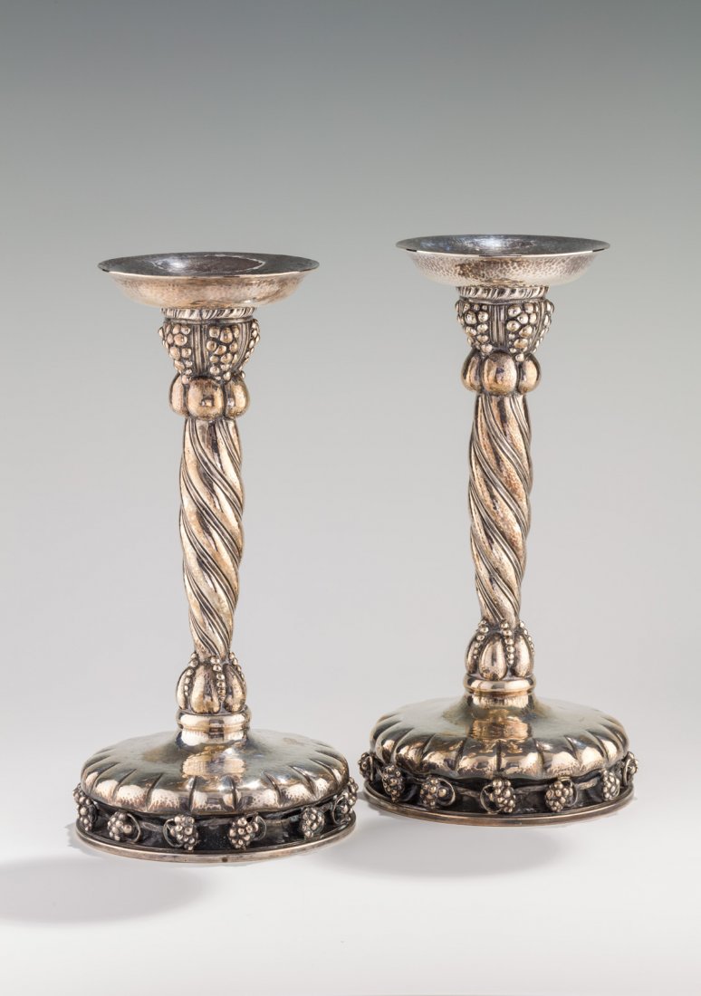 A PAIR OF SILVER SABBATH CANDLESTICKS. Portugal, 20th (1 of 1)