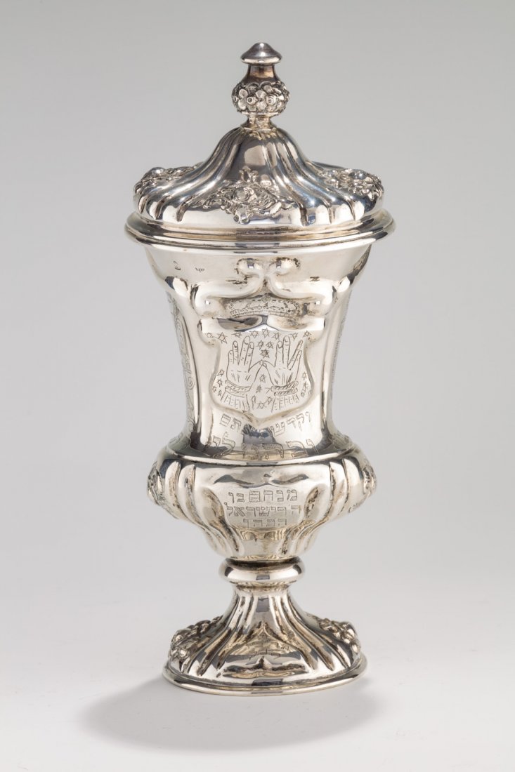 A SILVER FOLK ART COVERED KIDDUSH CUP. Vienna, 19th (1 of 4)