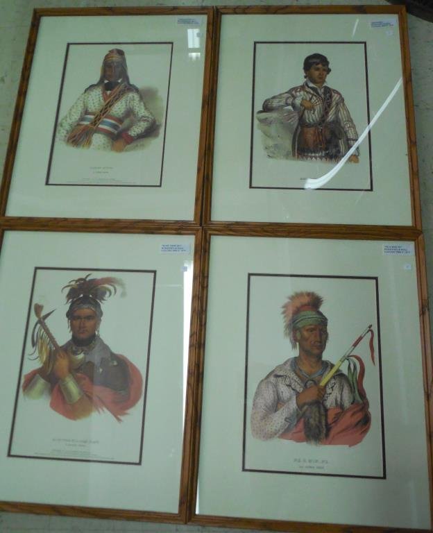Mckenney & Hall Indian Prints, 4 Pieces: Custom Framed And Matted, Published By F. W. Greenough, Philad., Gallery Price $1100.00, 24" X 19", (1) Ki On Twog Ky, Seneca Chief, (1) Mistippee, (1) Yoholo Micco, Creek Chief, (1) Ne O Mone Ne, Iow