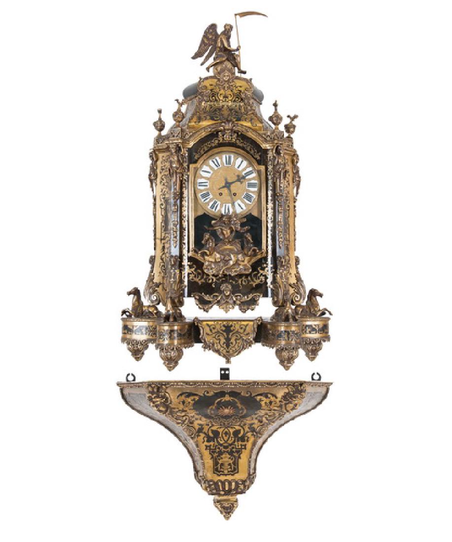 LOUIS XIV STYLE "BOULLE" INLAID BRACKET CLOCK & BRACKET (1 of 10)