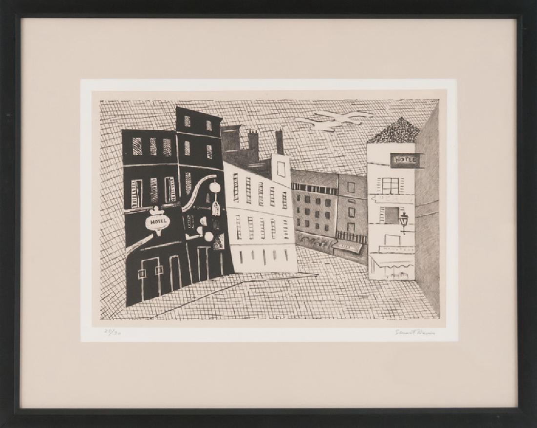 STUART DAVIS: "RUE DE L'ECHAUDE": circa 1929; Cole & Meyers, 12 lithograph signed and numbered 38/30 9 x 14 inches