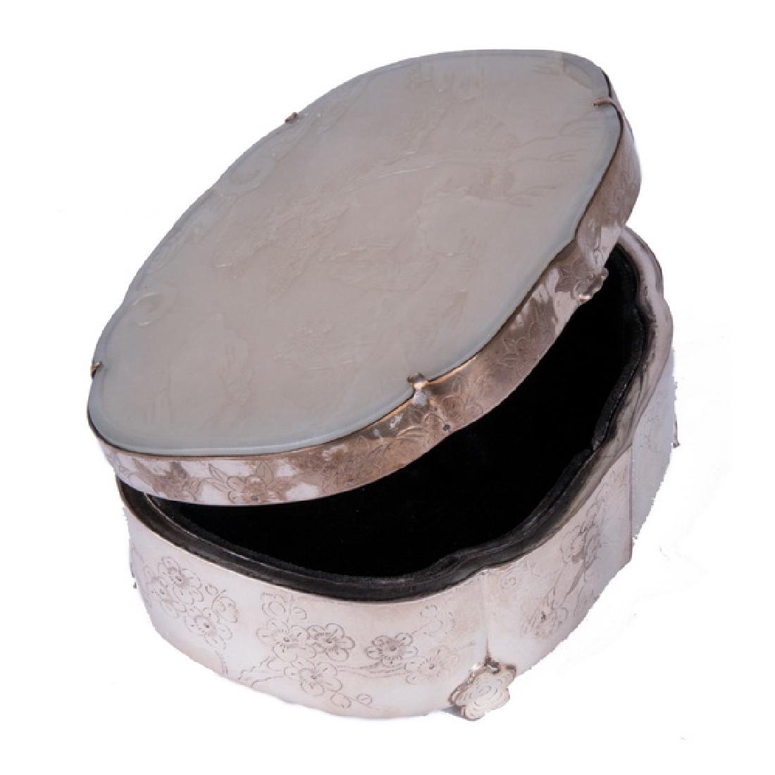 CHINESE WHITE JADE & SILVER BOX (1 of 6)