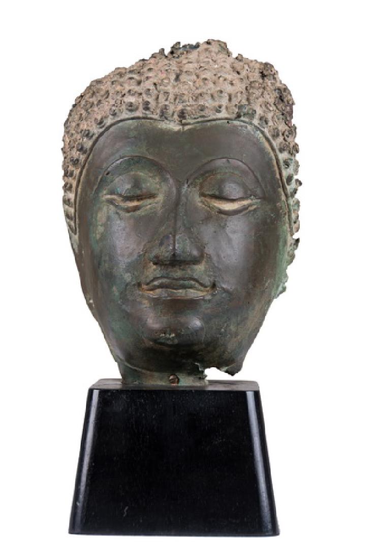 THAI BRONZE HEAD OF A BUDDHA (1 of 8)
