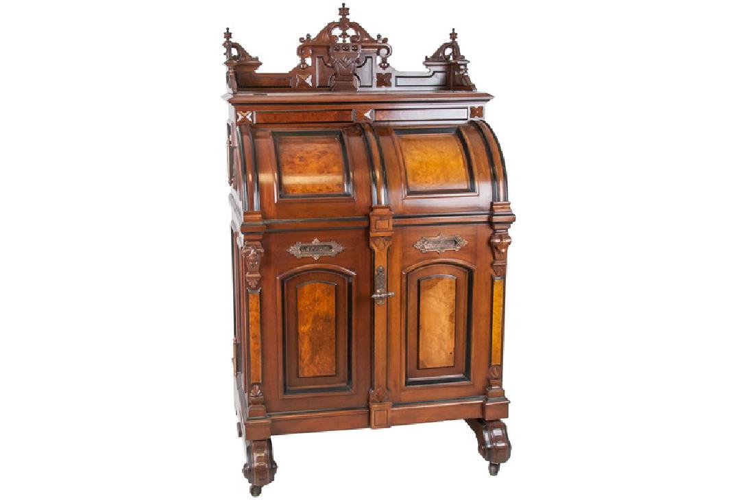 WOOTEN WALNUT & BURL WALNUT DESK/CABINET SECRETARY (1 of 10)