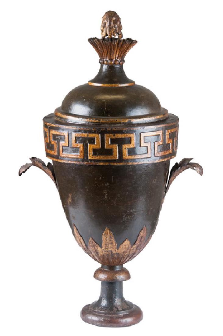 FRENCH TOLE & PARCEL GILT COVERED URN (1 of 8)