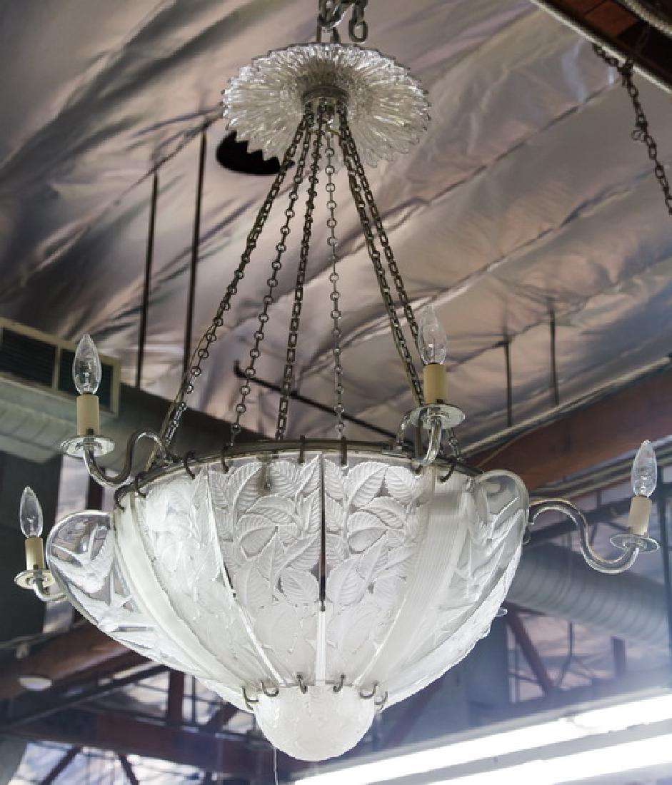 LALIQUE MOLDED GLASS CHANDELIER (1 of 4)