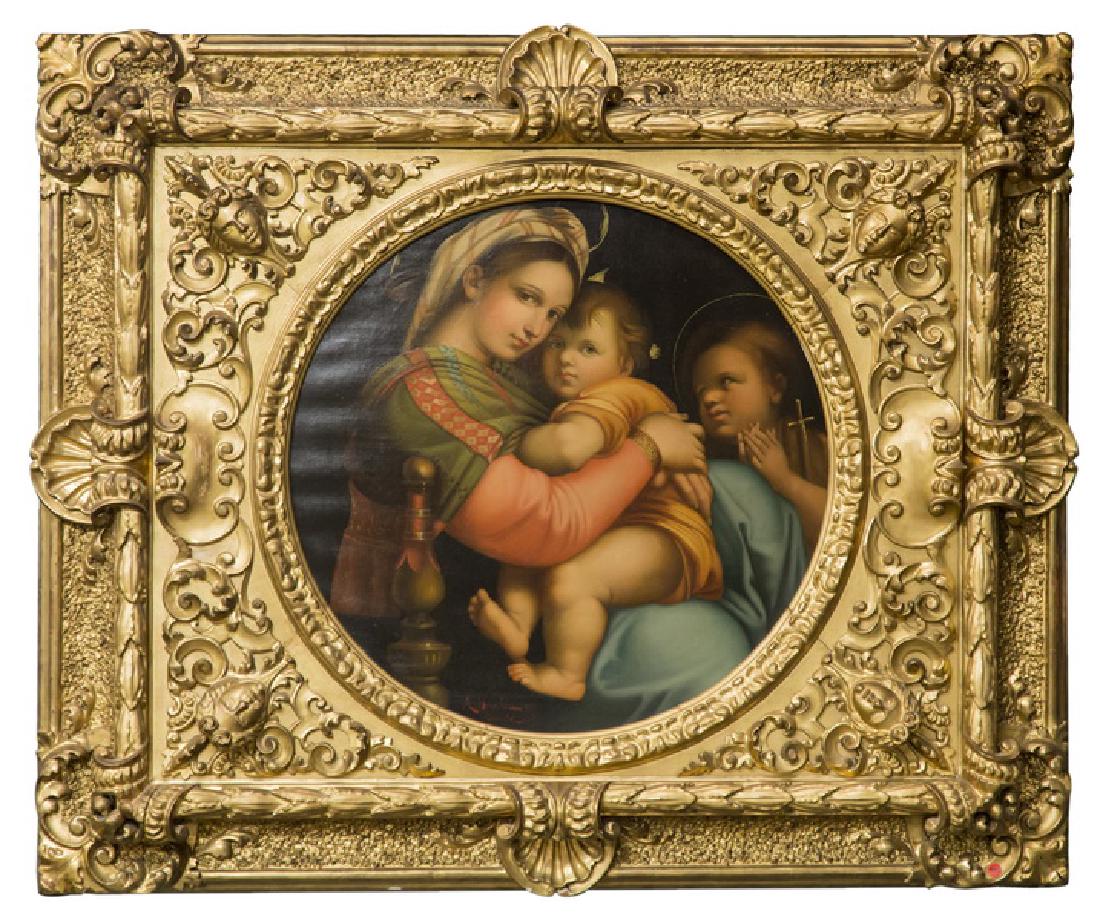 Madonna della Seggiola, according to Raphaël, Italian school early 19th century - Ref.80627