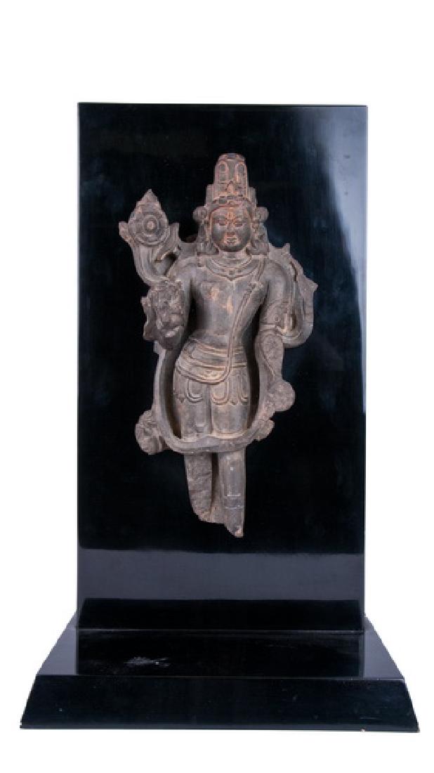 INDIAN PARTIAL BLACK STONE STELE (1 of 6)