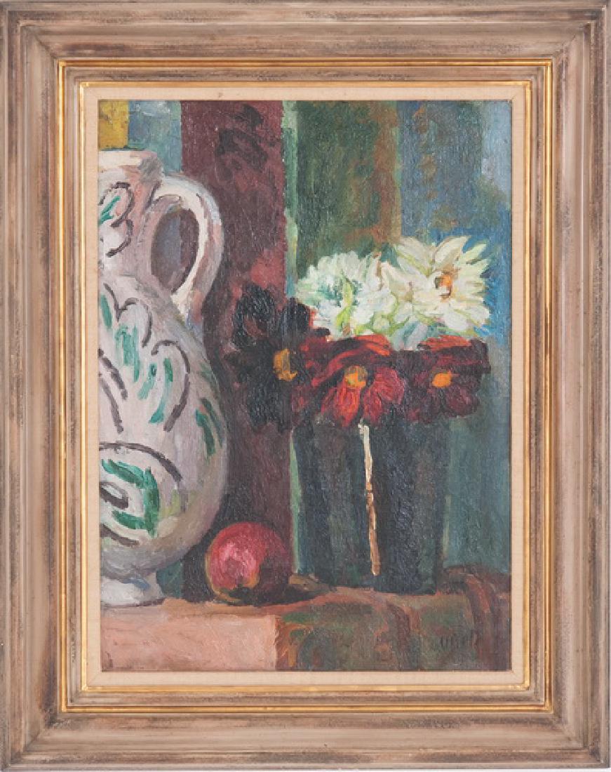VANESSA BELL: "STILL LIFE": oil on canvas signed lower right and initialed verso Provenance: with two partial gallery labels from Bond St. London 18 x 13 inches