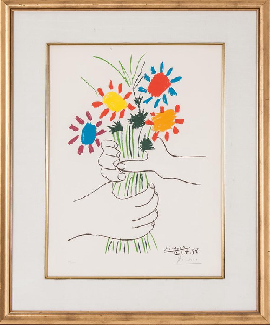 PABLO PICASSO: "LE PAIX (MAINS ET BOUQUET DE FLEURS) (1 of 7)