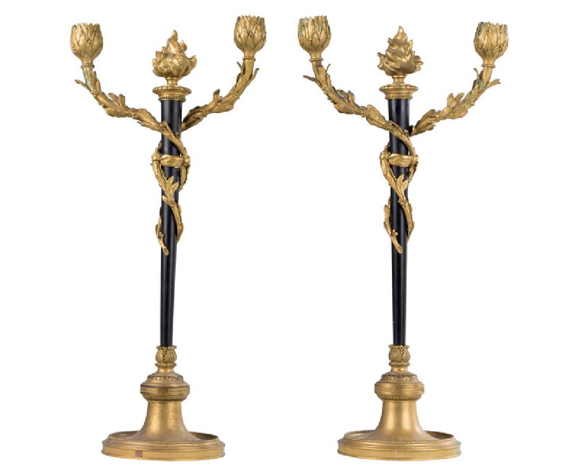 PAIR OF FRENCH GILT BRONZE CANDELABRA (1 of 5)