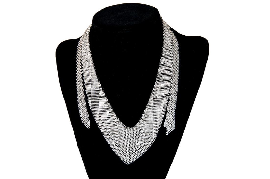 ELSA PERETTI FOR TIFFANY & CO. STERLING MESH NECKLACE: 40.9 grams Note: the necklace is secured simply by tying it at the back of the neck 30 inches long