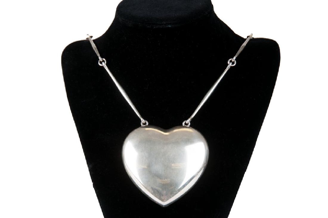 GEORG JENSEN STERLING HEART NECKLACE: created by Astrid Fog for Jensen, circa 1960s Condition: the necklace is in very good vintage condition