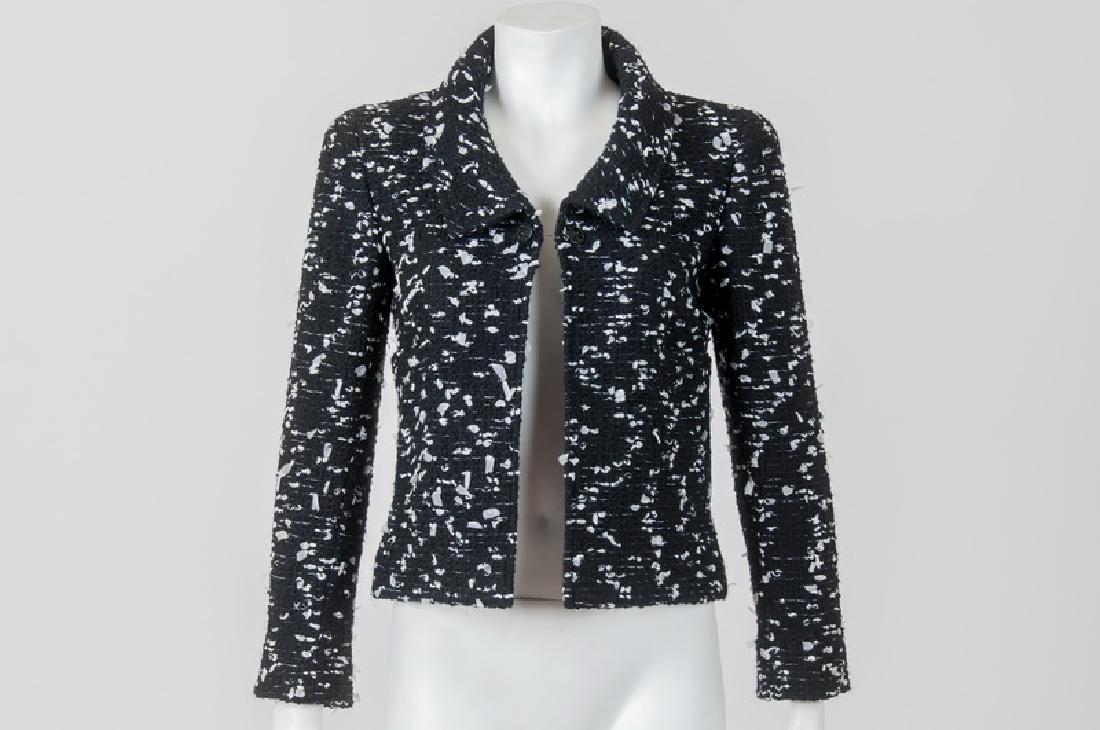 CHANEL:  BLACK & WHITE BOUCLE OPEN FRONT JACKET (1 of 9)