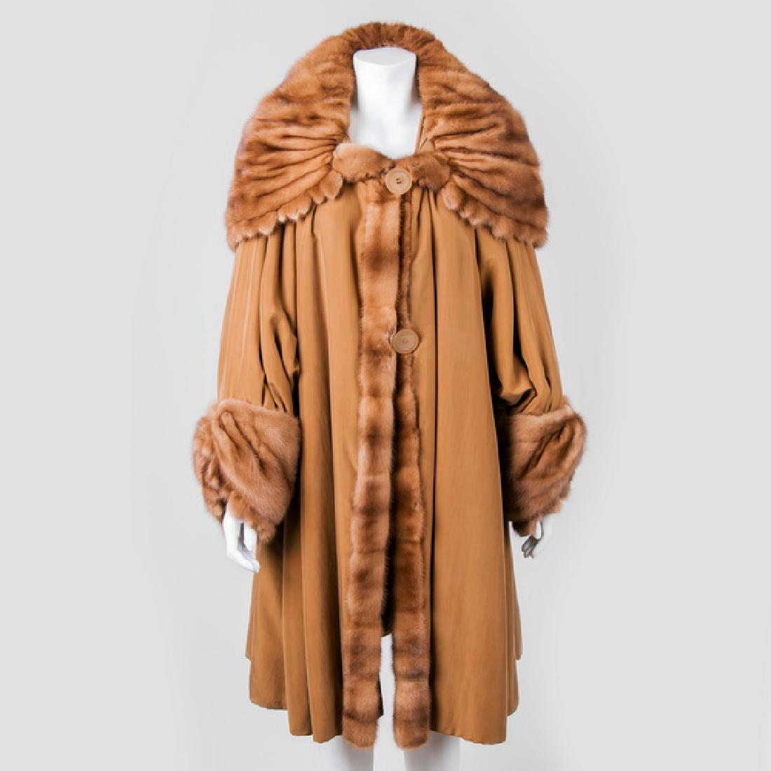 FENDI SILK OPERA COAT WITH MINK TRIM AND HOOD (1 of 12)