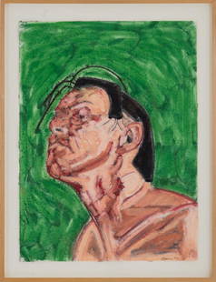 TONY BEVAN: "SELF-PORTRAIT": acrylic & powdered pigment on paper Provenance: L.A. Louver, Venice 27 x 20 inches