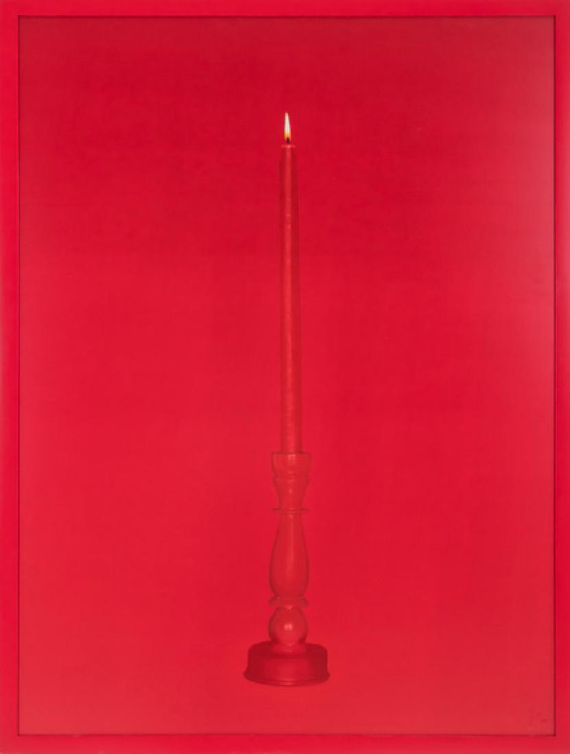 SARA CHARLESWORTH: "CANDLE": circa 2002 laminated Cibachrome print with lacquered wood frame; no. 2 from an ed. of 8 Provenance: Margo Leavin Gallery, Los Angeles 41 Â½ x 31 Â½ inches