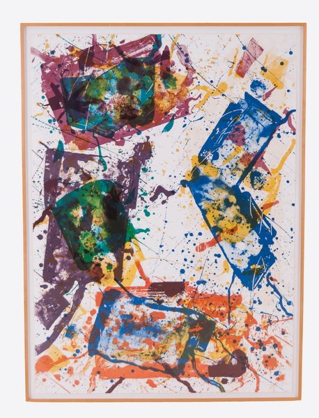 SAM FRANCIS: "UNTITLED": circa 1982 color lithograph signed lower right and numbered 122/250 47 x 34 1/2 inches