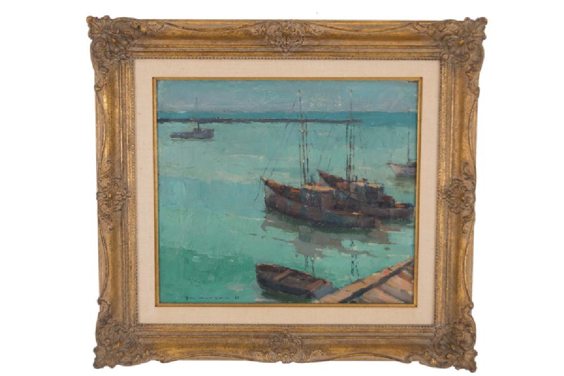 PAUL STARRETT SAMPLE: "MARINE STUDY": circa 1927 oil on canvas signed and dated lower left annotated verso on canvas and stretcher 14 x 16 inches