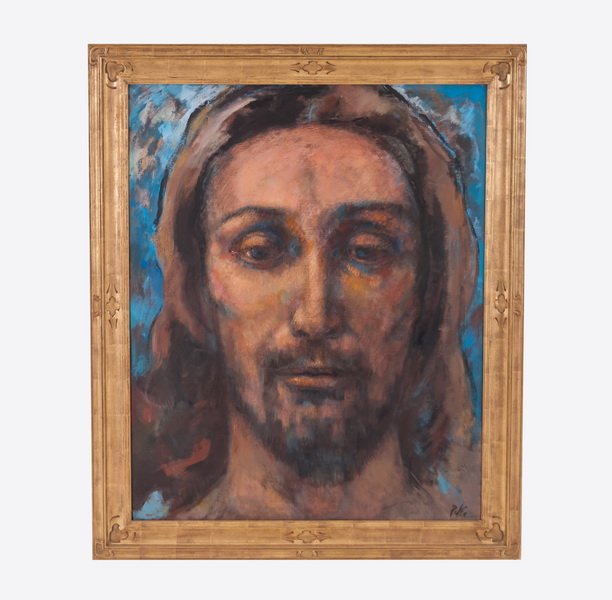 MARION PIKE: "PORTRAIT OF JESUS": oil on canvas signed lower right 39 x 31 1/2 inches