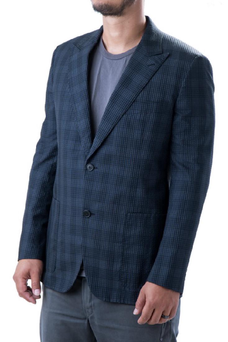 HERMES BLUE & BLACK PLAID MEN'S BLAZER (1 of 8)