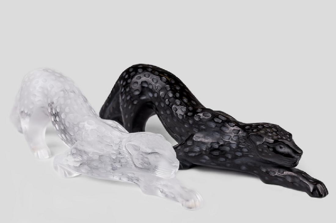 TWO LALIQUE MOLDED GLASS PANTHERS (1 of 10)