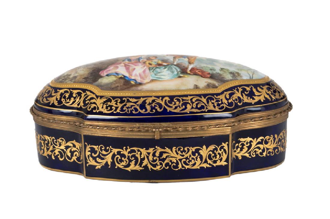 SEVRES STYLE PORCELAIN BOX WITH BRONZE MOUNT (1 of 10)