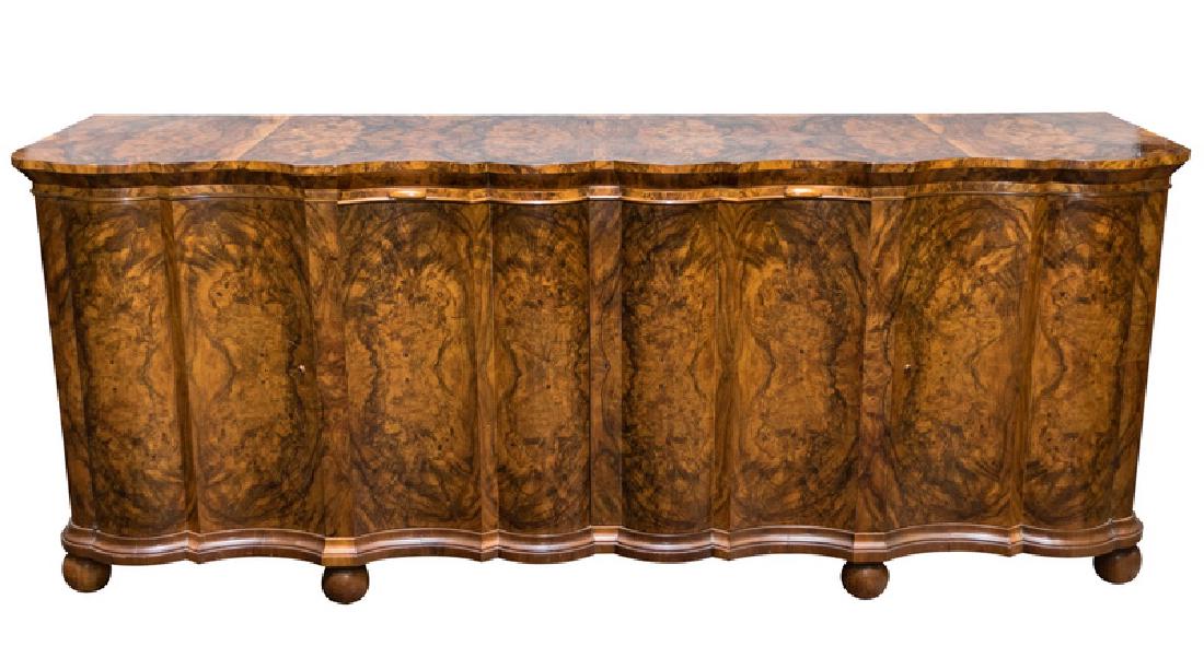 BIEDERMEIER BURLWOOD BUFFET: Provenance: The Estate of Margaret J. Heymann, Brentwood 91 inches wide; 25 inches deep; 37 inches high