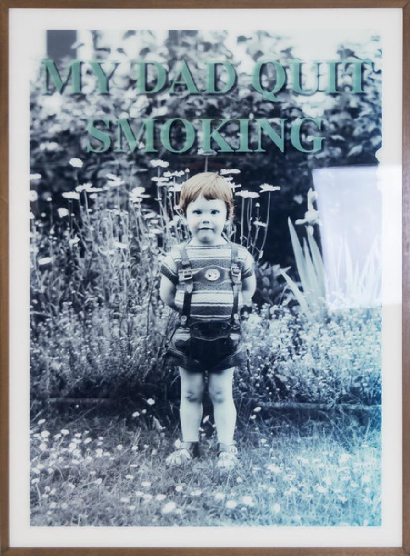 THOMAS RUFF: "MY DAD QUIT SMOKING": hand tinted cibachrome photograph signed and dated in pencil on verso, "TlRuff2000" Provenance: Sotheby's--Olympia: June 26, 2002 [Lot 127] 67 x 50 inches (approximate)