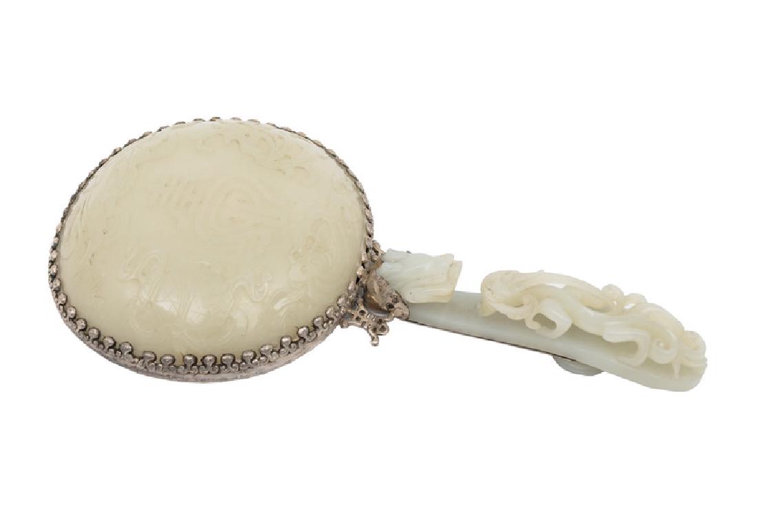 CHINESE WHITE JADE HAND MIRROR (1 of 10)