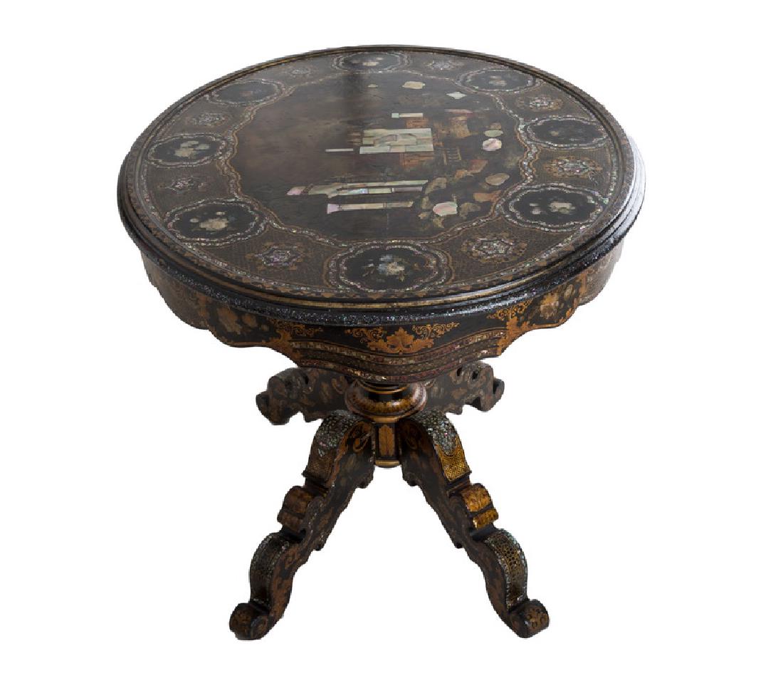 ENGLISH OVAL PAPIER MACHE SALON TABLE (1 of 5)