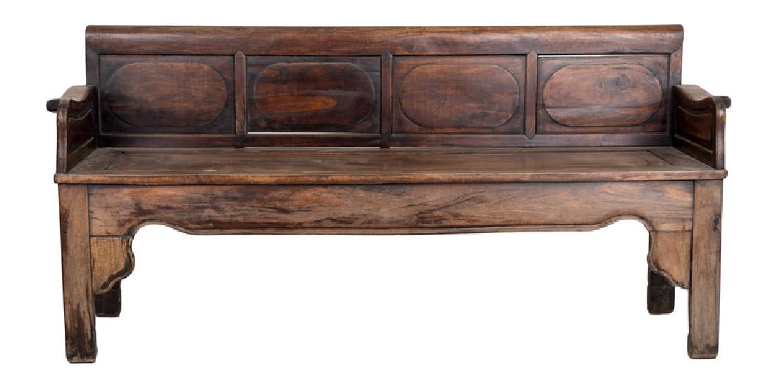 CHINESE HARDWOOD BENCH: Provenance: The Estate of John Robert Weber 72 inches wide