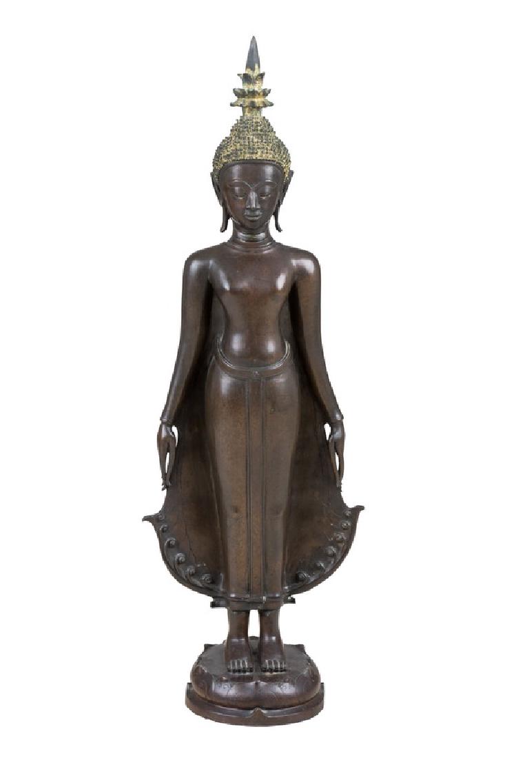 THAI BRONZE STANDING BUDDHA: Provenance: The Estate of John Robert Weber 38 inches high