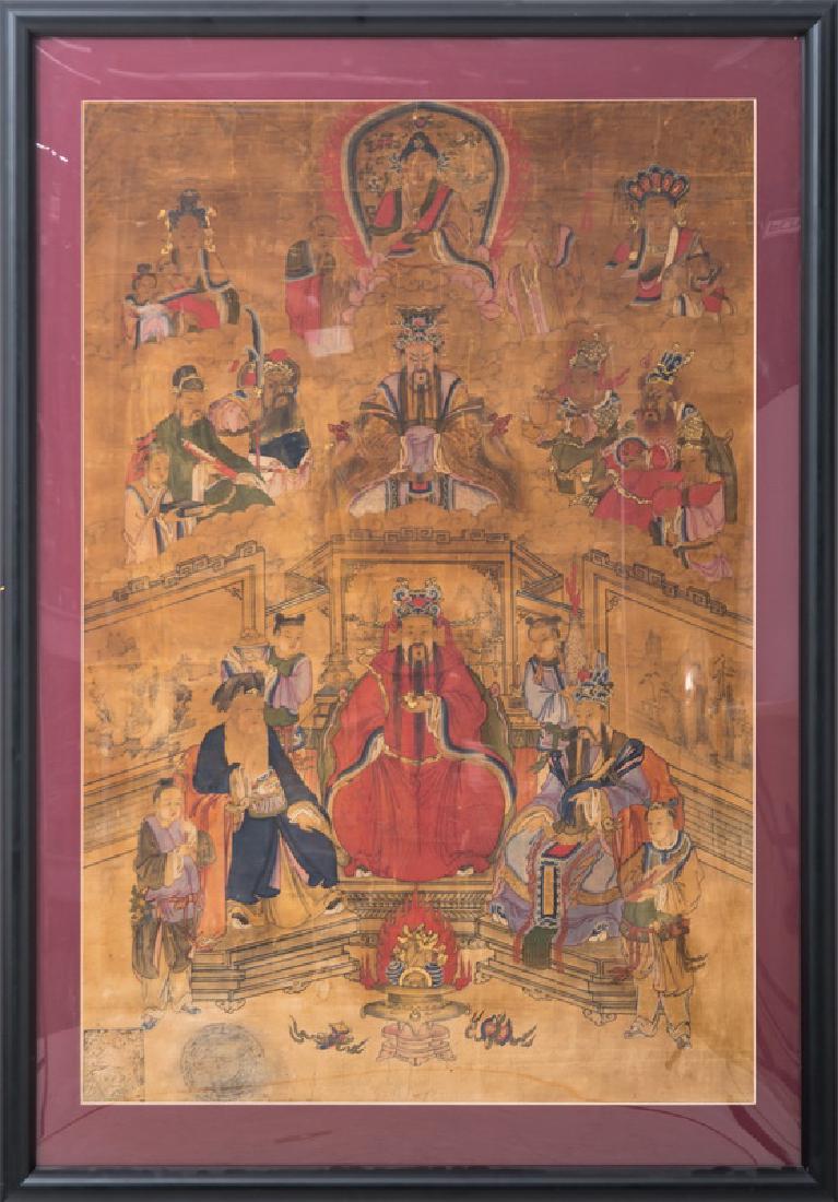 FRAMED CHINESE QING PAINTING "IMMORTALS": framed Provenance: The Estate of John Robert Weber 43 1/4 x 29 inches sight