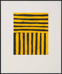 SEAN SCULLY: UNTITLED (FROM 'HEART OF DARKNESS' SERIES): circa 1992 colored etching signed and dated lower right numbered lower left HC 1/3 12 1 /16 x 10 1/4 inches