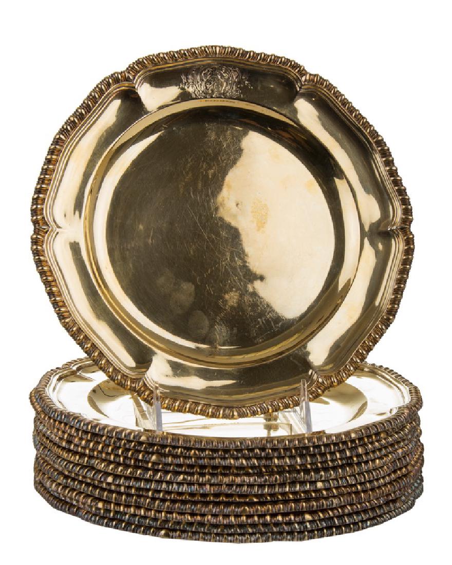SET OF TWELVE REGENCY SILVER GILT SERVICE PLATES (1 of 7)