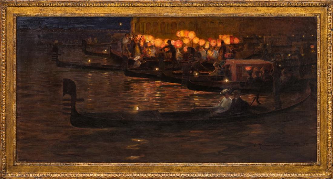 EUROPEAN SCHOOL: "NOCTURNAL VENETIAN CANAL SCENE" (1 of 10)
