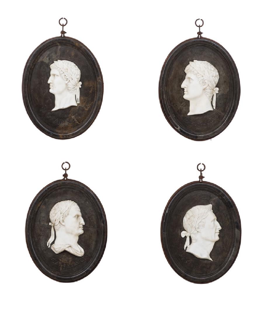 SET OF FOUR ITALIAN CARVED MARBLE RELIEF PORTRAITS (1 of 10)