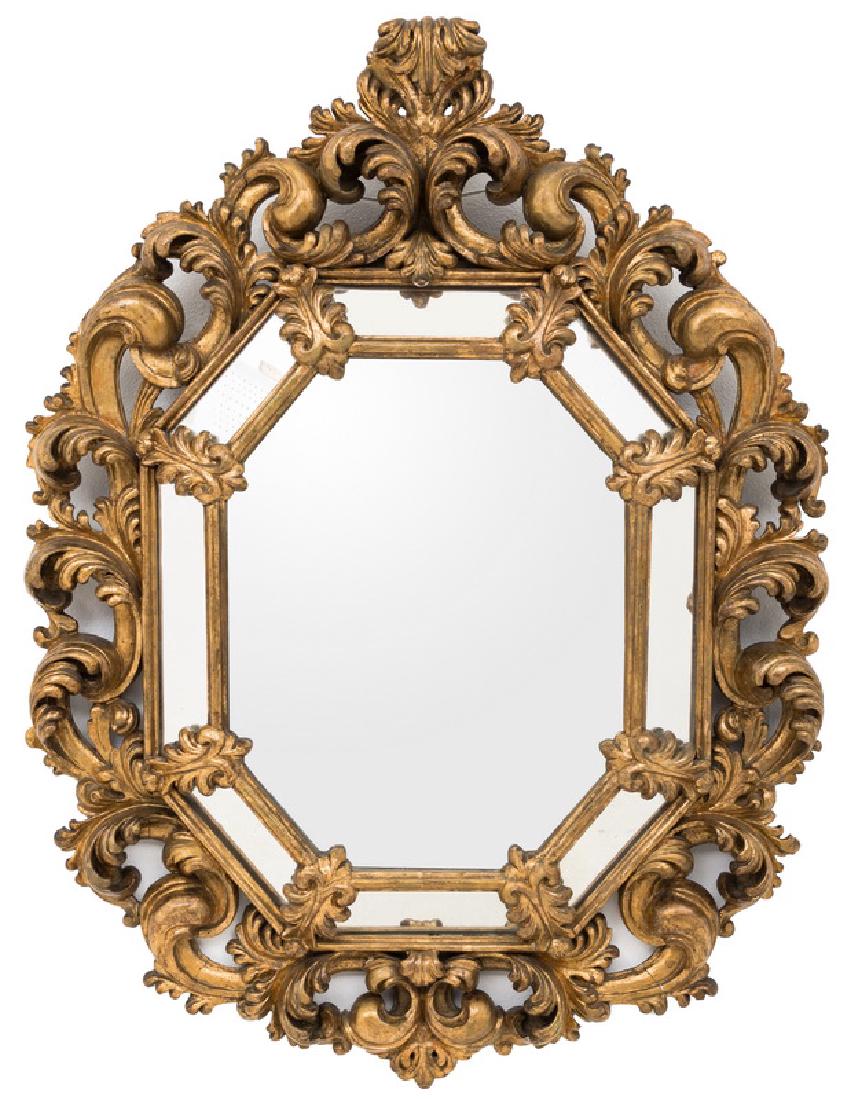 FRENCH ROCOCO GILTWOOD MIRROR (1 of 8)