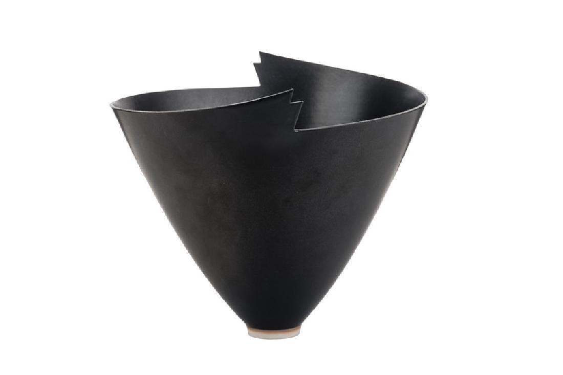 ELSA RADY: "WINGED BOWL": circa 1979 glazed porcelain 7 1/2 inches high