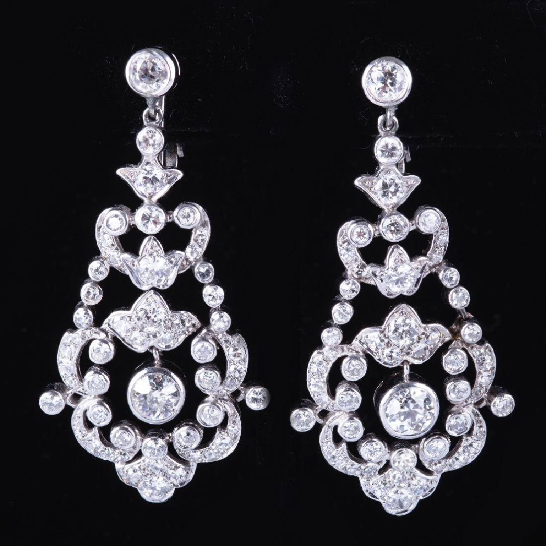14 KARAT WHITE GOLD & DIAMOND DROP STYLE EARRINGS (1 of 10)