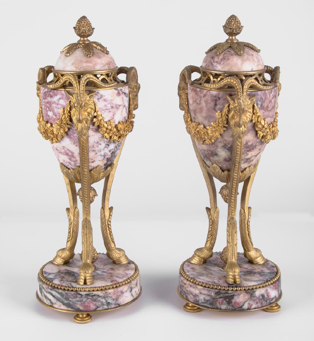 PAIR OF FRENCH ORMOLU-MOUNTED MARBLE GARNITURES (1 of 8)