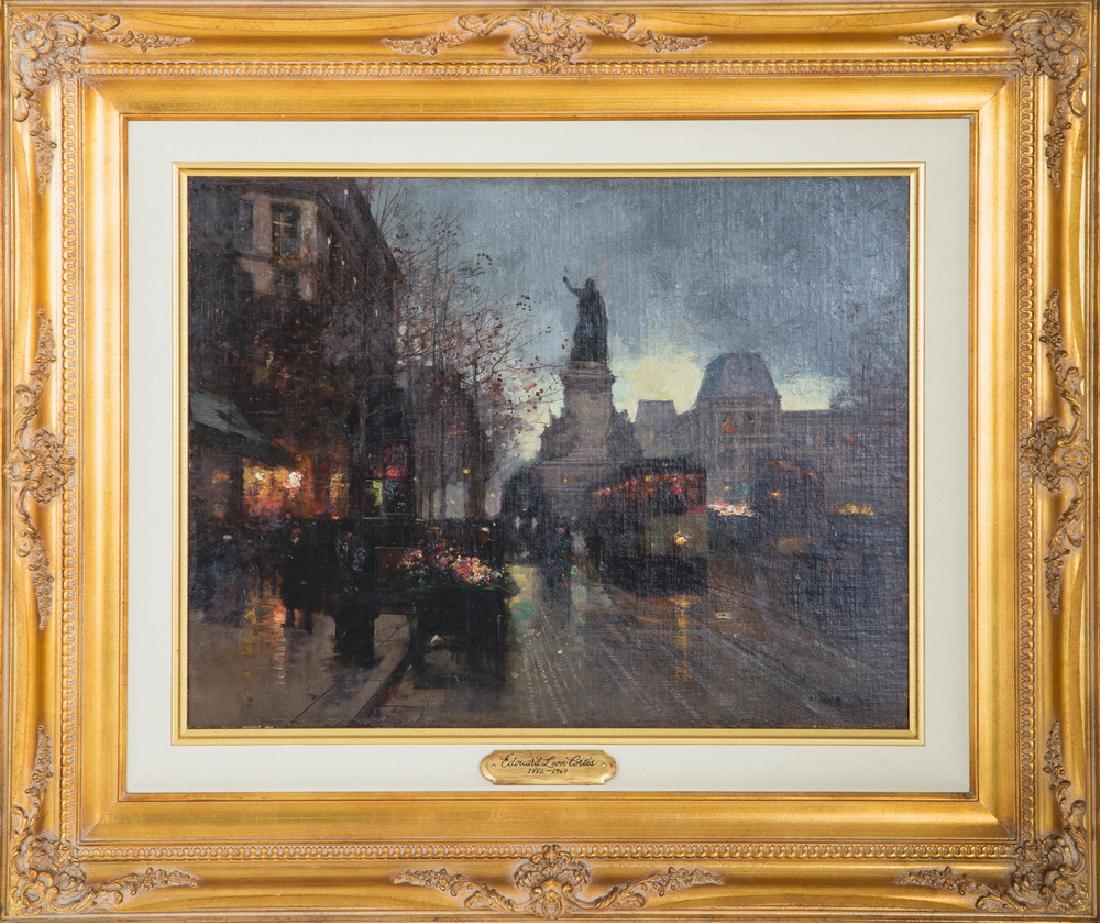 EDOUARD CORTES: "PARIS BY NIGHT": oil on canvas signed lower right 20 x 25 1/2 inches