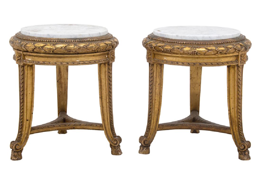 PAIR OF FRENCH GILT CARVED & DECORATED MARBLE TOP (1 of 11)