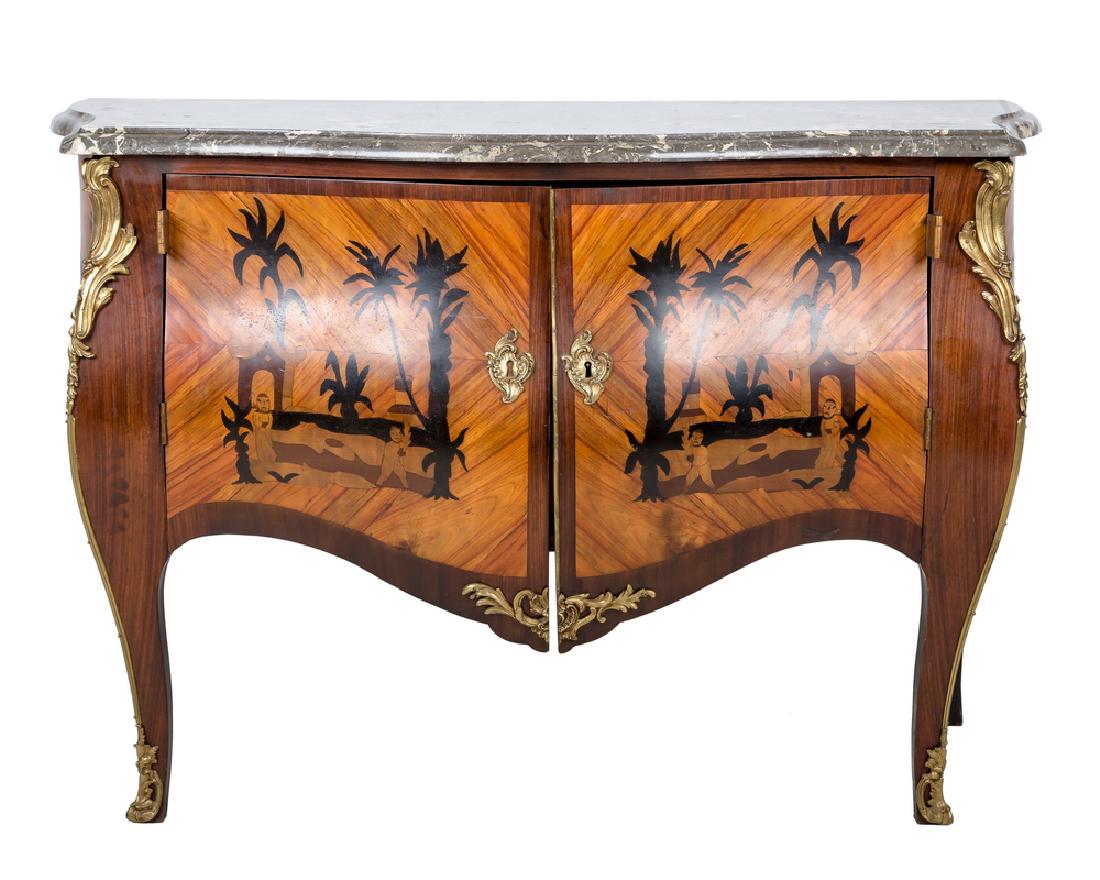 FRENCH WALNUT & ORMOLU-MOUNTED MARBLE TOP COMMODE (1 of 9)