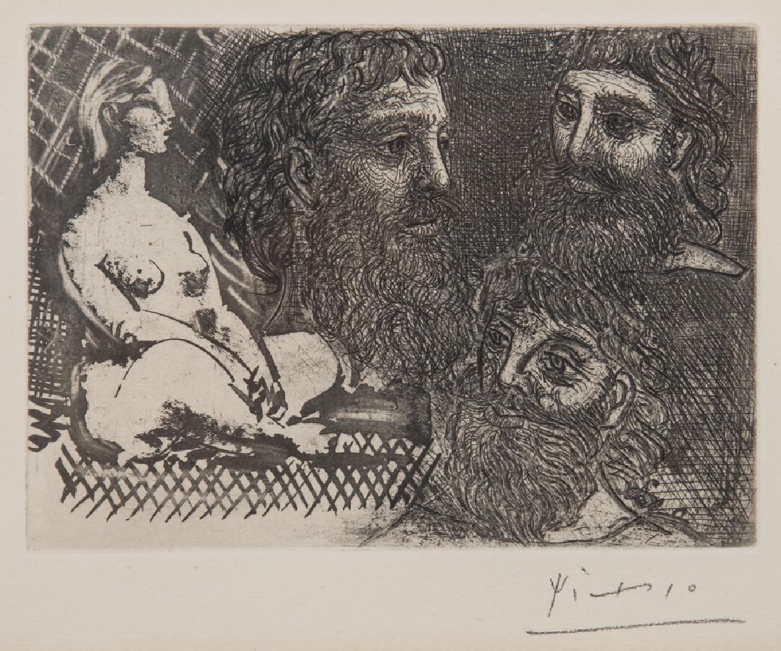 PABLO PICASSO: "FEMME NUE ASSISTE ET TROIS TETES (1 of 10)