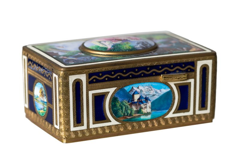 GERMAN ENAMEL & GILT BRONZE AUTOMATON SINGING BIRD BOX (1 of 7)