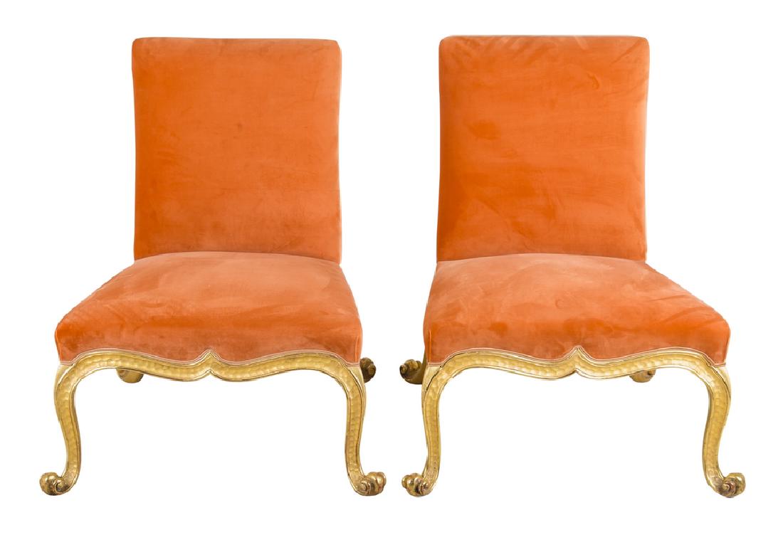 FOUR UPHOLSTERED & PARCEL GILT SIDE CHAIRS (1 of 9)